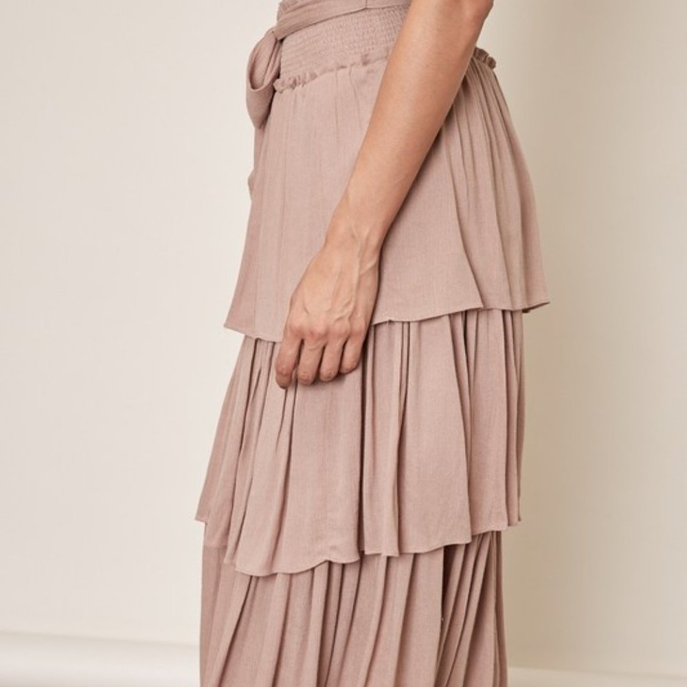 Smocked waist Long Layered Skirt - Picture 2 of 5